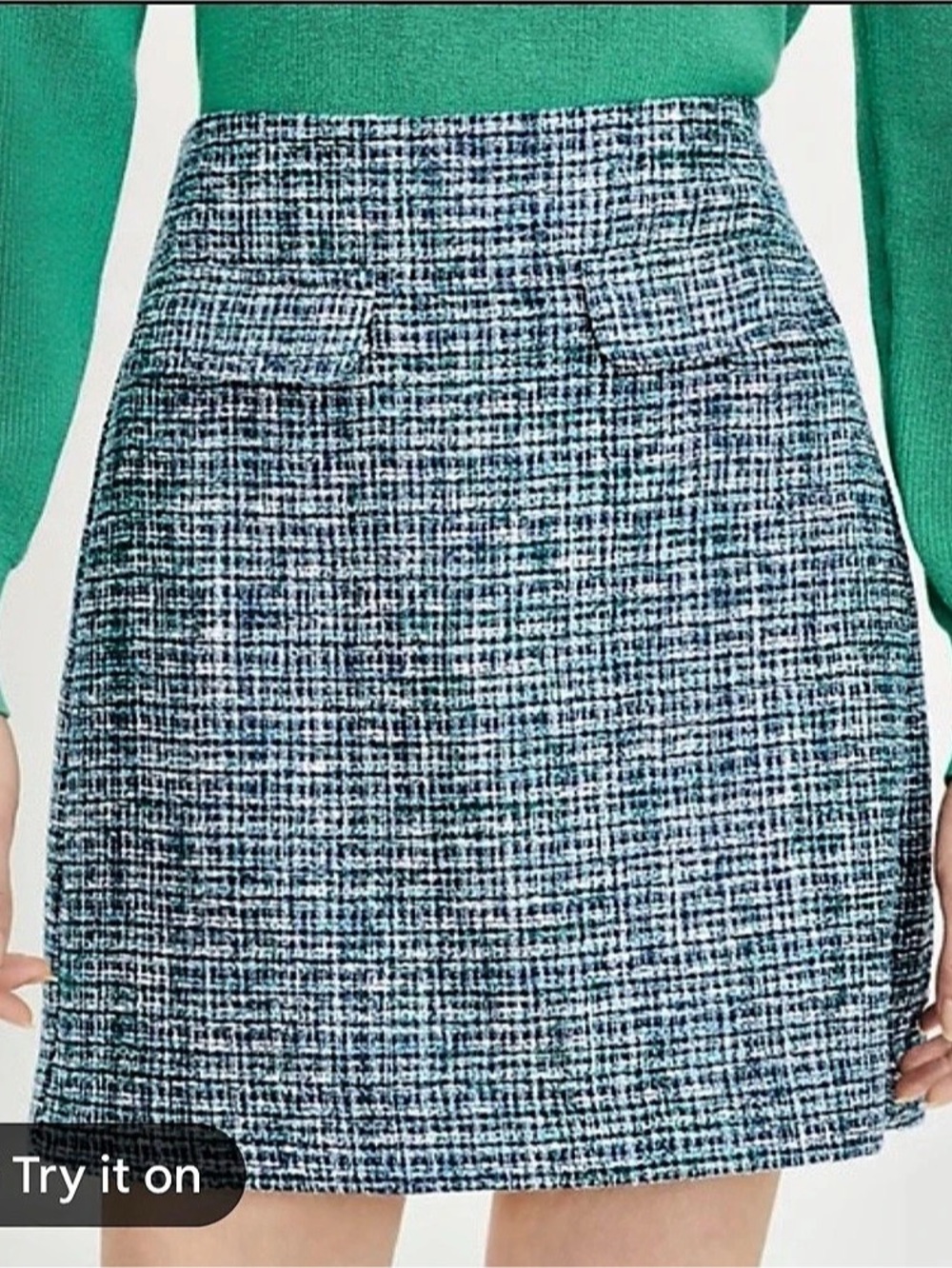LOFT Tweed Mini Skirt in Blue & Green Size 2P Like New